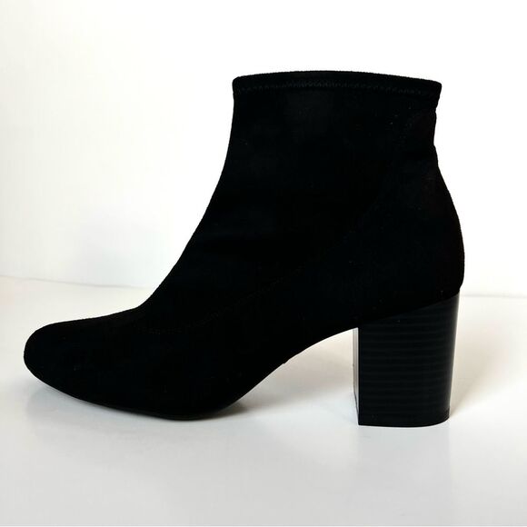 LifeStride Black Faux Suede Stretch Block Heel Comfort Ankle Bootie Boots SZ 9 - Picture 5 of 16